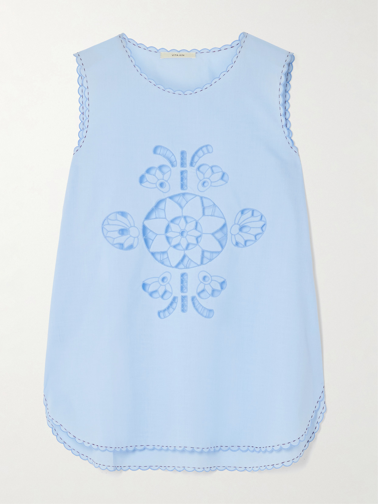 Vita Kin Havana Scalloped Broderie Anglaise Cotton-poplin Tank