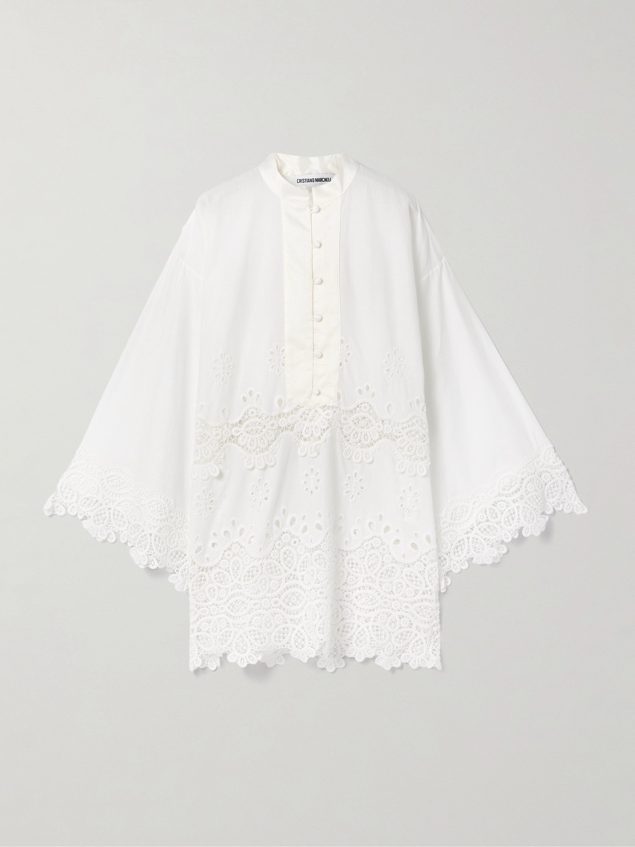 Cristiano Marcheli Maria Silk-trimmed Guipure Lace And Cotton Kaftan