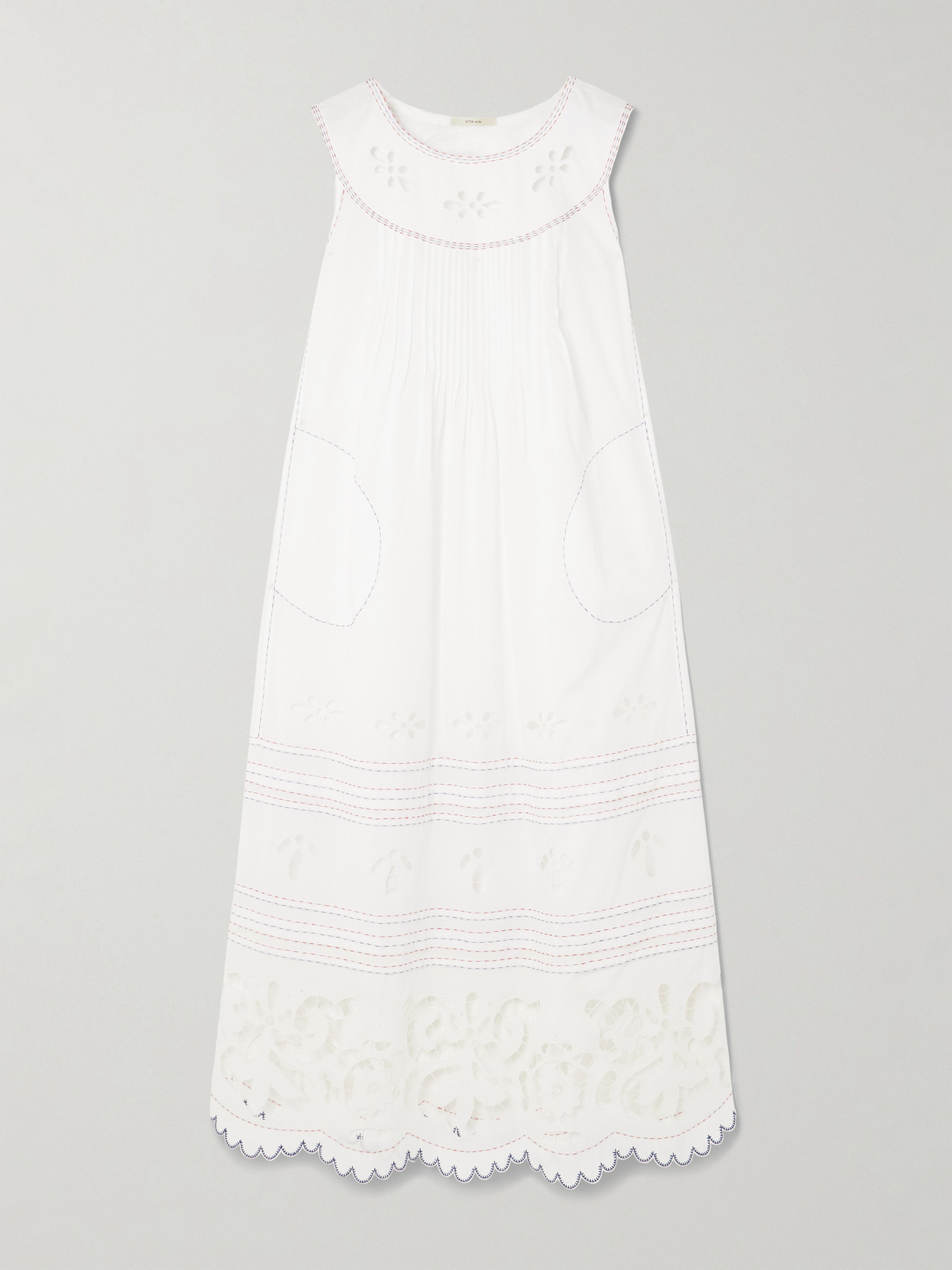 Vita Kin Cleo Pintucked Broderie Anglaise Cotton-batiste Midi Dress In White