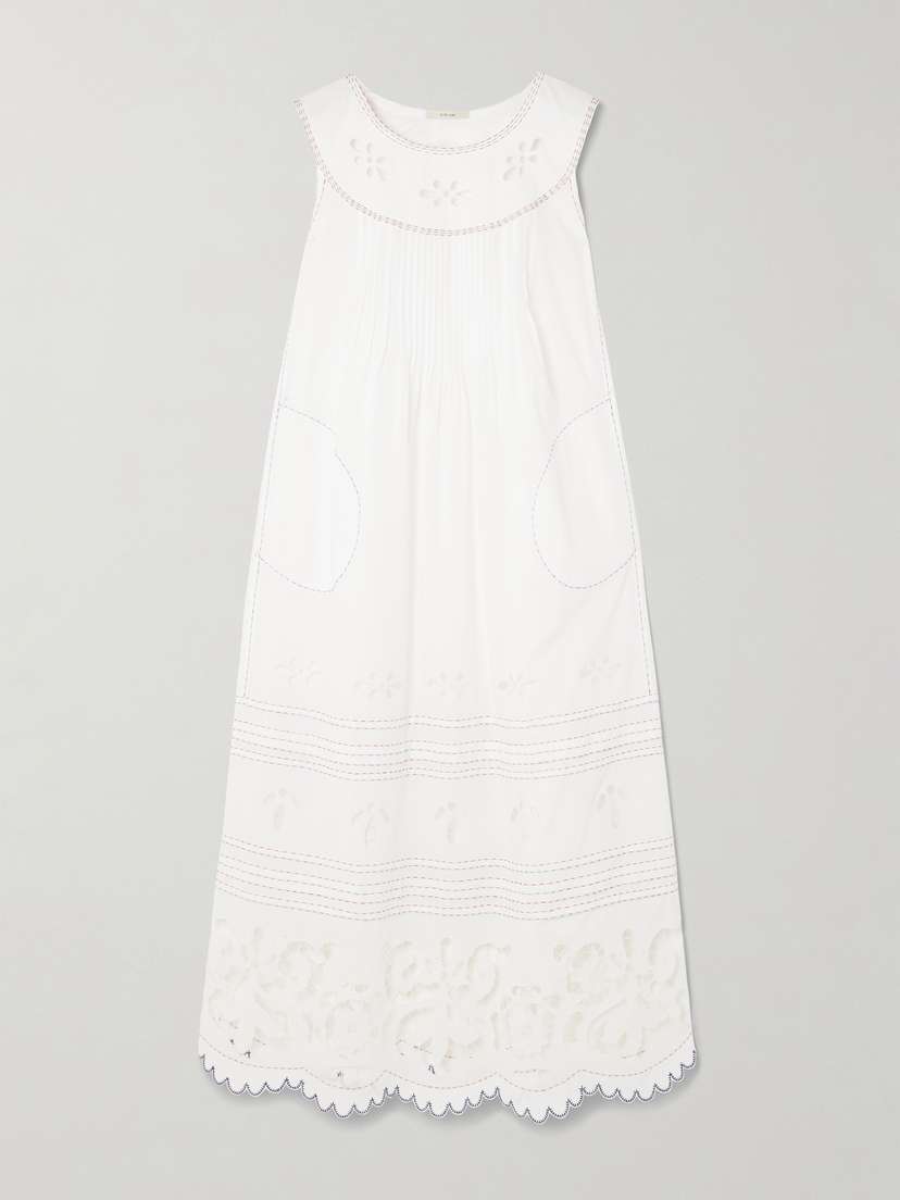 Vita Kin Cleo Pintucked Broderie Anglaise Cotton-batiste Midi Dress