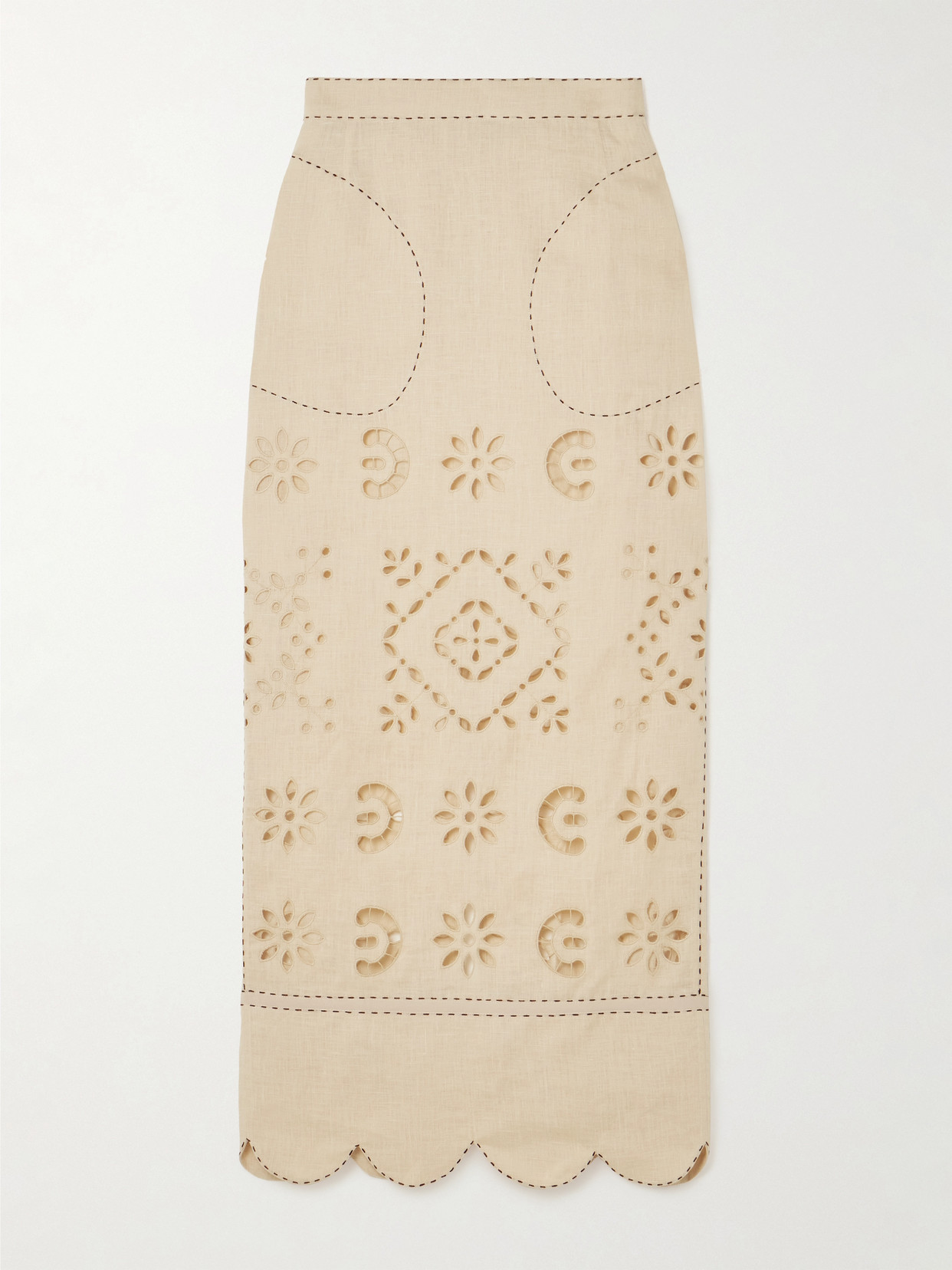 Vita Kin Orlando Scalloped Broderie Anglaise Linen Maxi Skirt