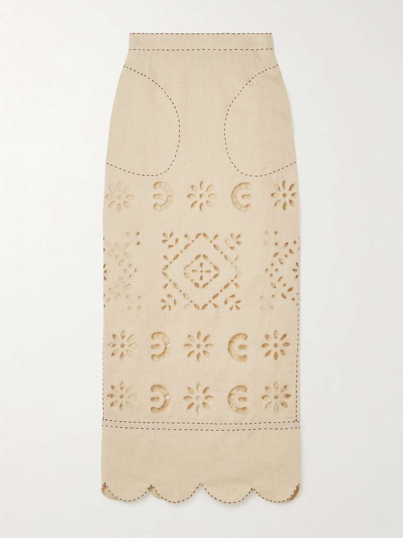 Vita Kin Orlando Scalloped Broderie Anglaise Linen Maxi Skirt