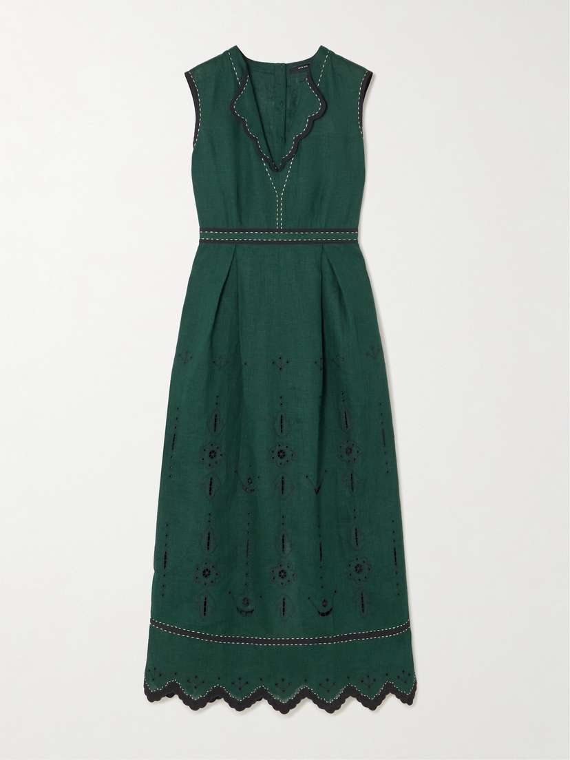 Vita Kin Cassandra Scalloped Broderie Anglaise Linen Midi Dress