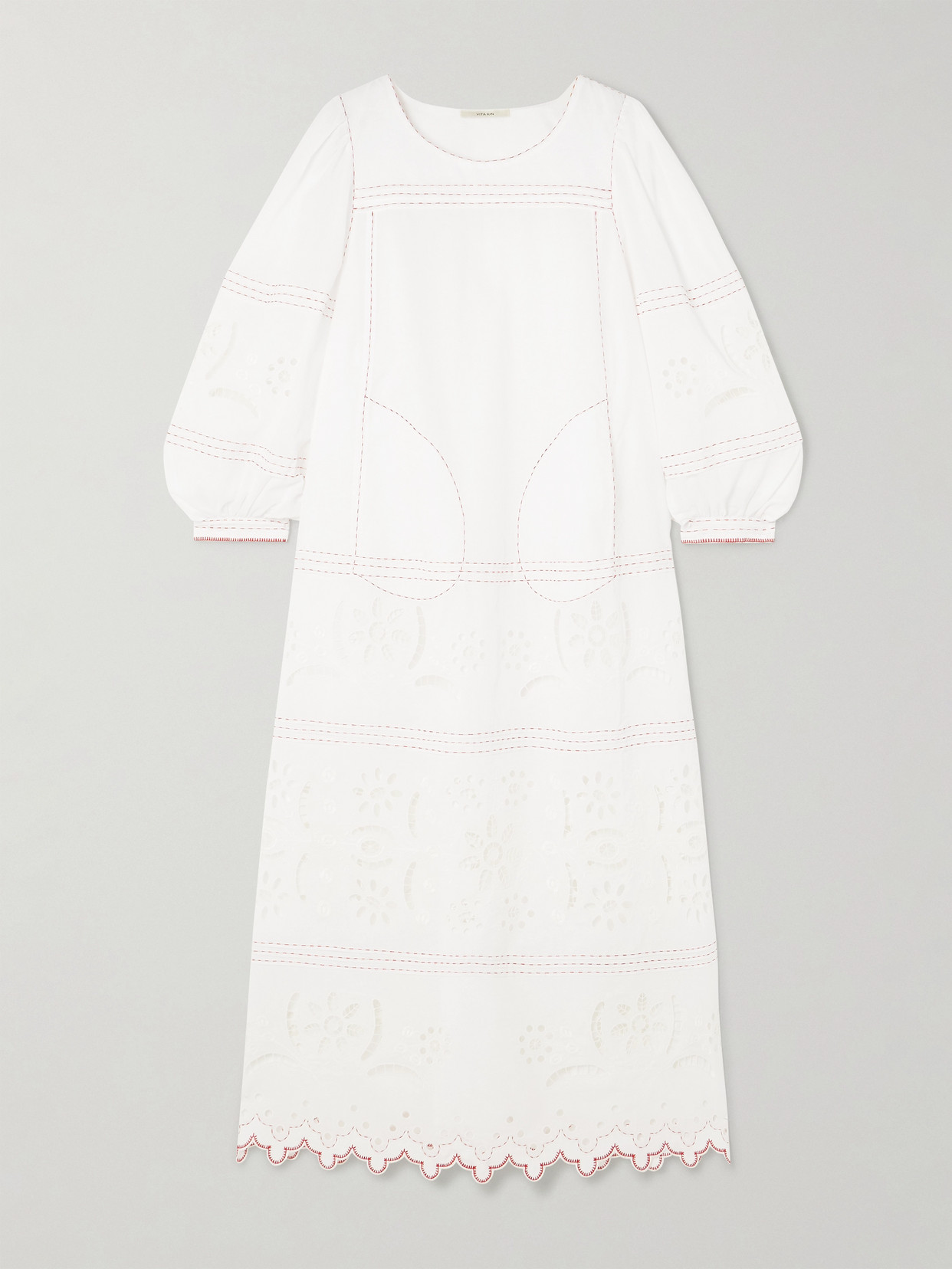 Vita Kin Balthazar Scalloped Pintucked Broderie Anglaise Cotton-batiste Midi Dress In White