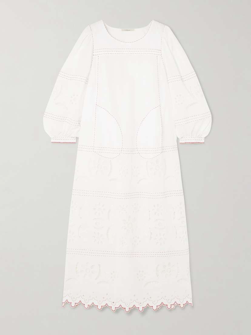 Vita Kin Balthazar Scalloped Pintucked Broderie Anglaise Cotton-batiste Midi Dress