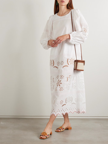 Vita Kin Balthazar scalloped pintucked broderie anglaise cotton-batiste midi dress