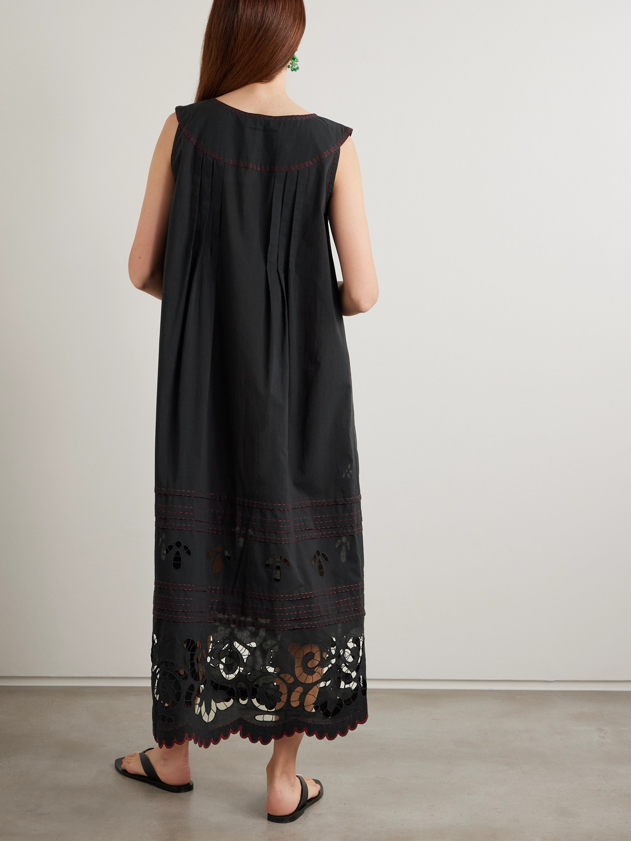 Vita Kin Cleo Pintucked Broderie Anglaise Cotton-batiste Midi Dress