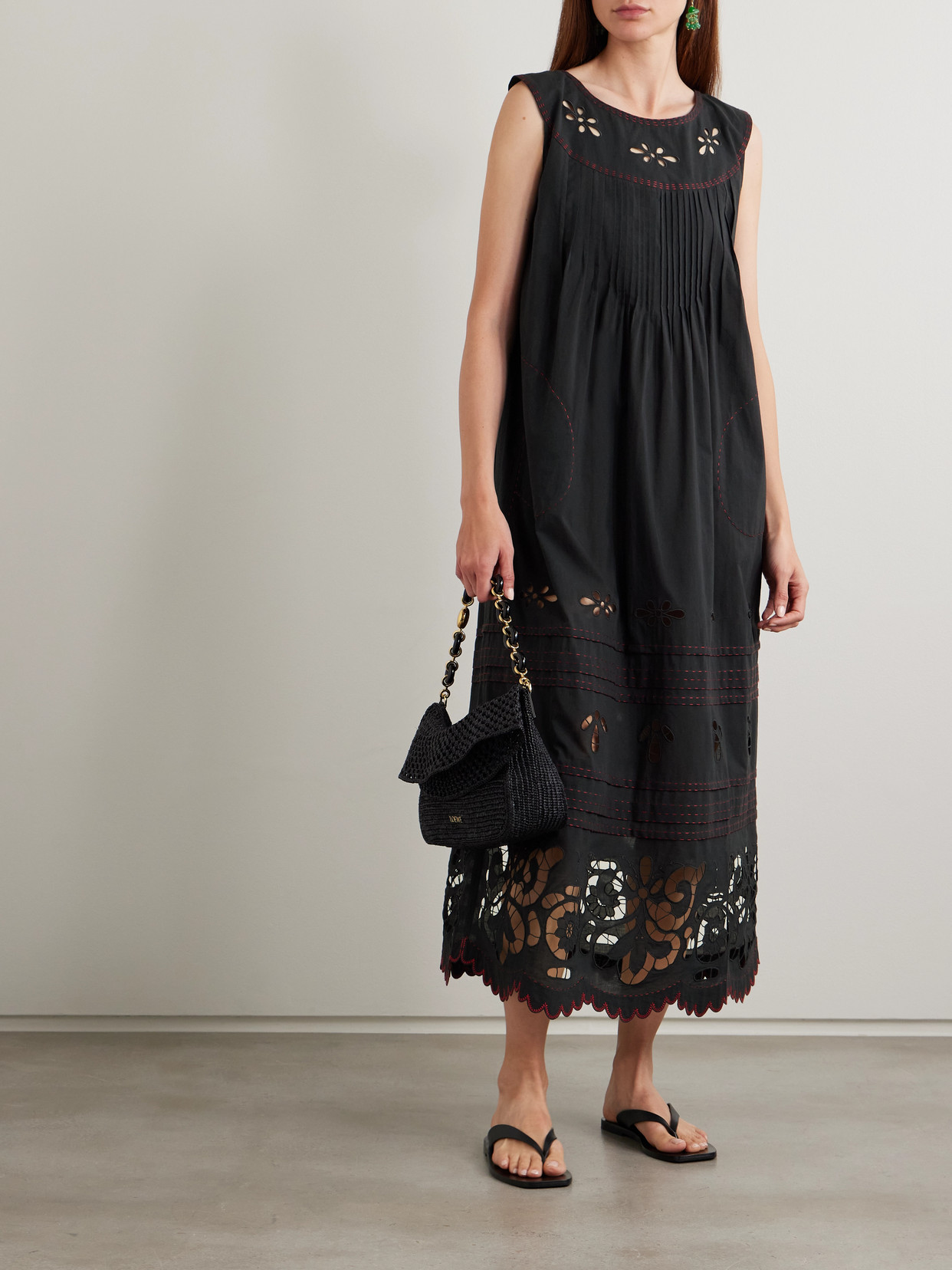 Vita Kin Cleo Pintucked Broderie Anglaise Cotton-batiste Midi Dress