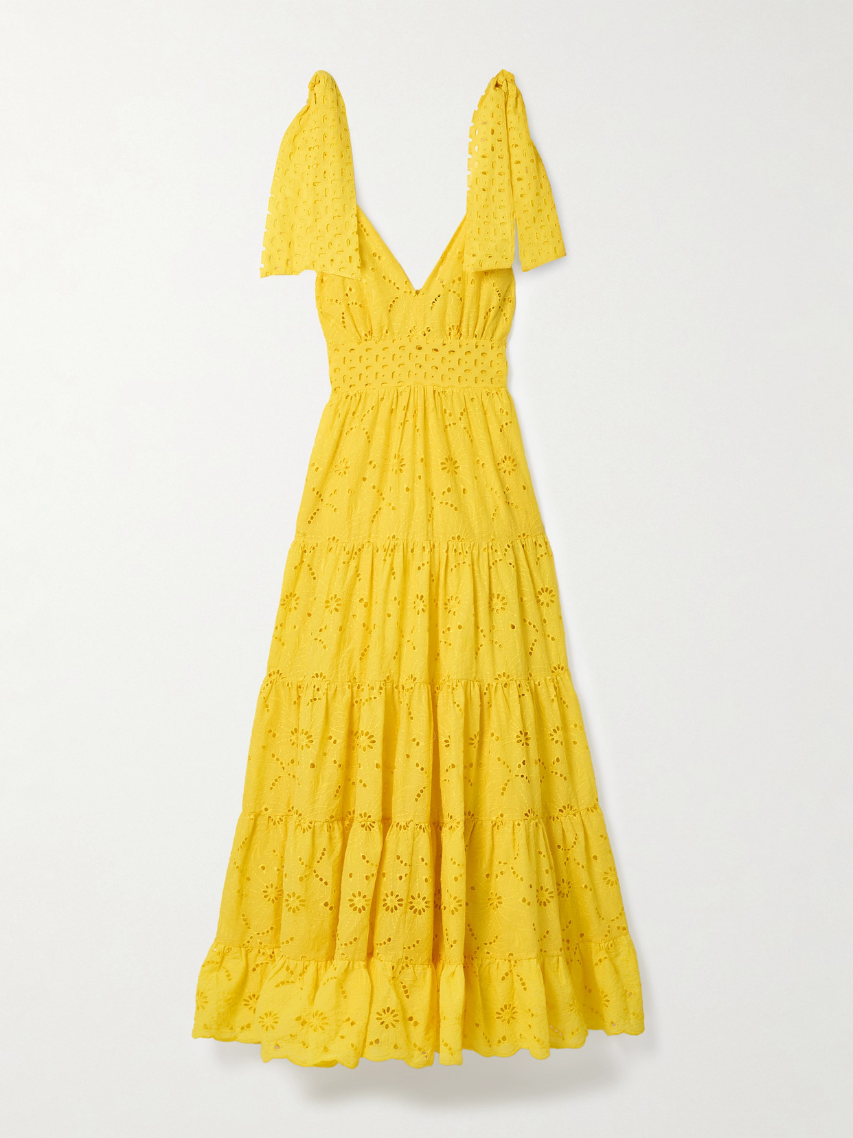 Cristiano Marcheli Lucia Tiered Broderie Anglaise Cotton Maxi Dress