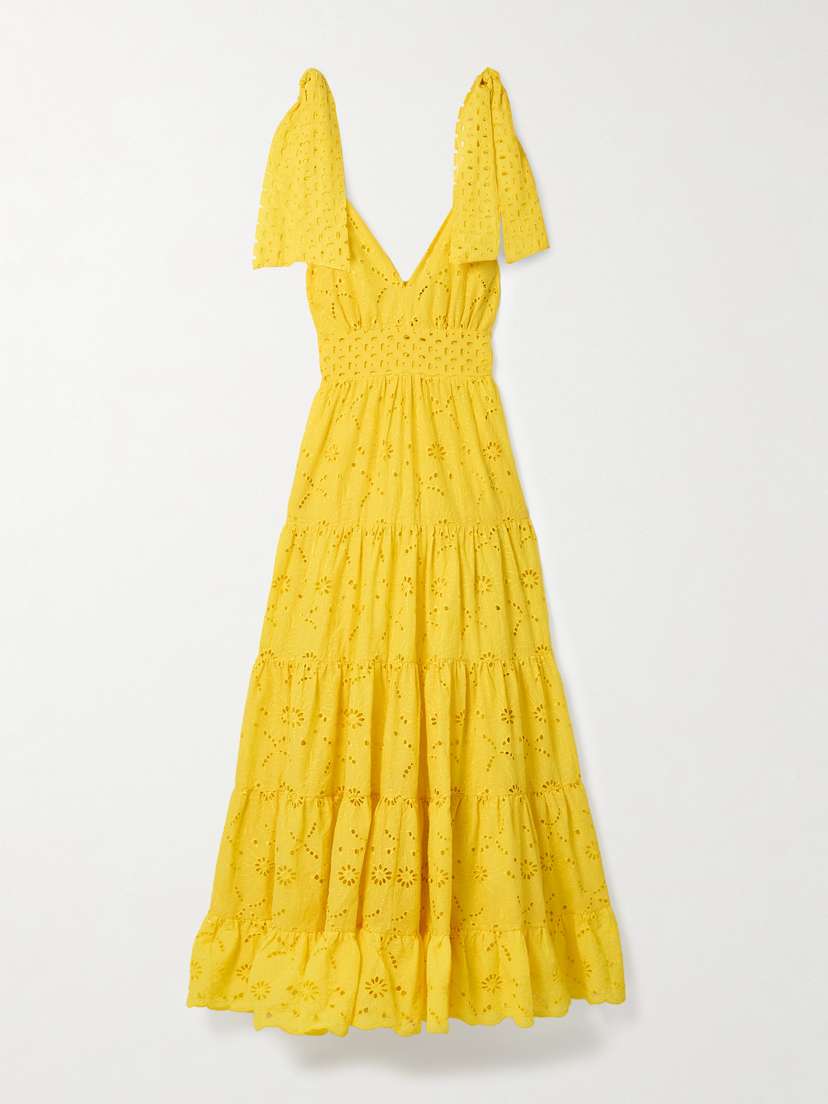 Cristiano Marcheli Lucia Tiered Broderie Anglaise Cotton Maxi Dress