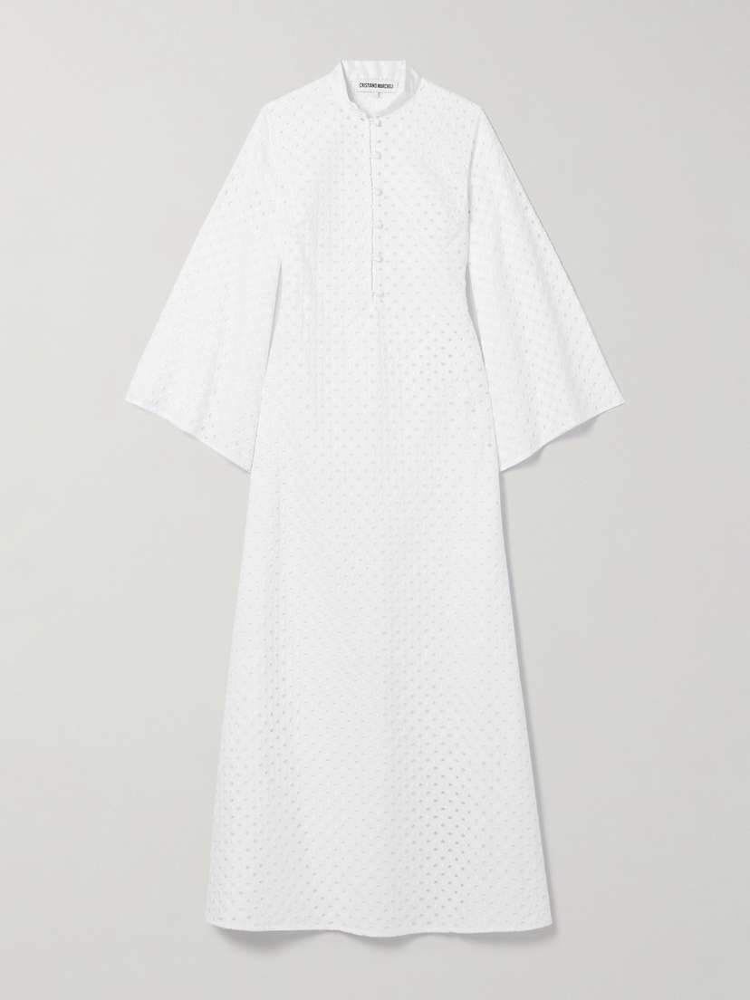 Cristiano Marcheli Jane Broderie Anglaise Cotton Midi Dress
