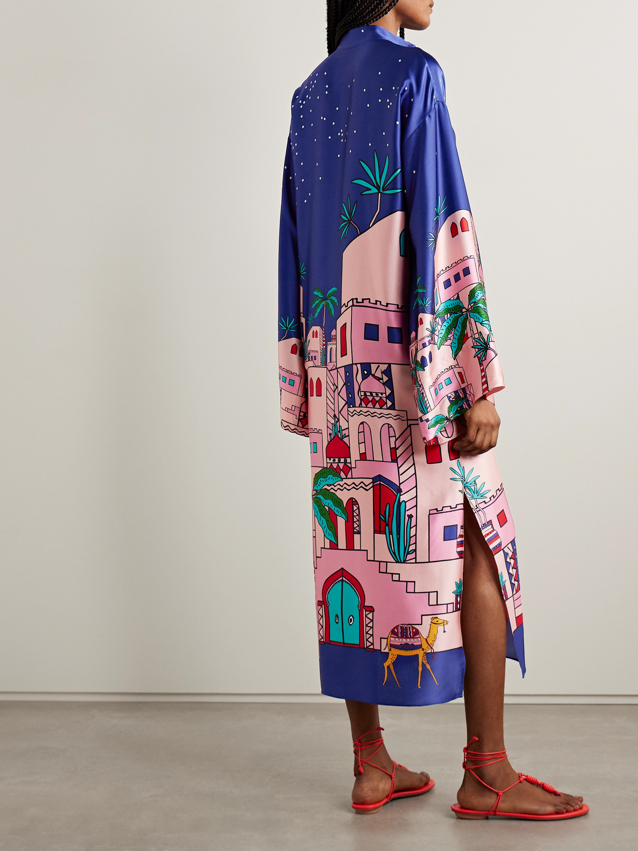 Cristiano Marcheli Fiorenza Printed Silk-blend Satin Kaftan