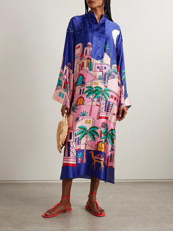 CRISTIANO MARCHELI Fiorenza printed silk-blend satin kaftan