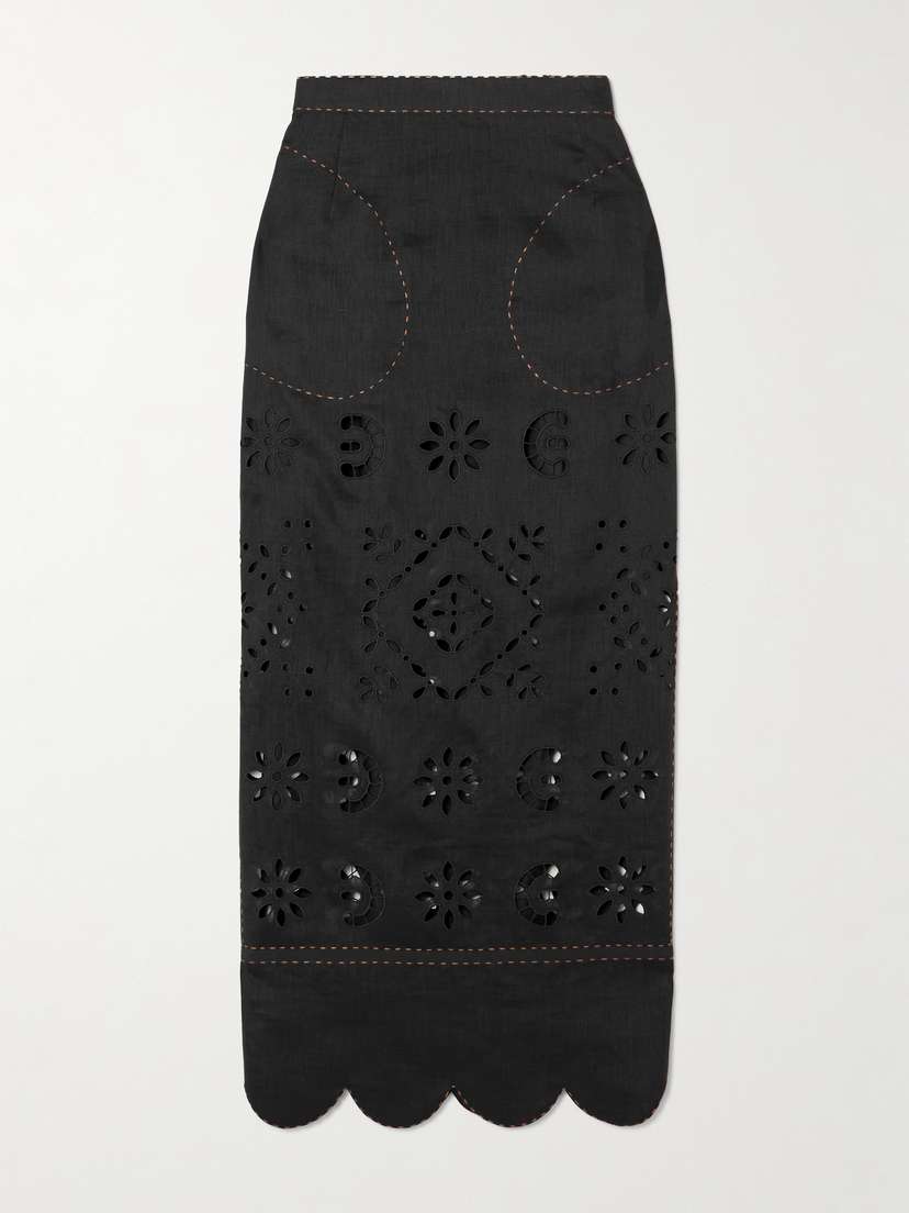 Vita Kin Orlando Scalloped Broderie Anglaise Linen Maxi Skirt