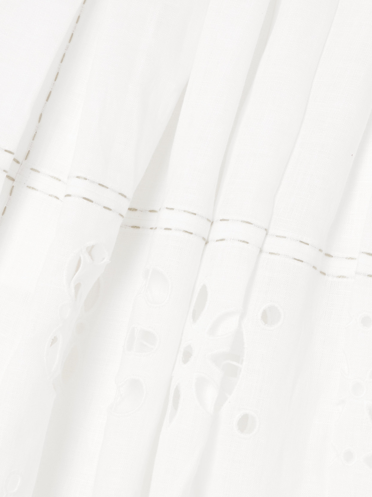 Vita Kin Emma Scalloped Pleated Broderie Anglaise Linen Midi Skirt In White