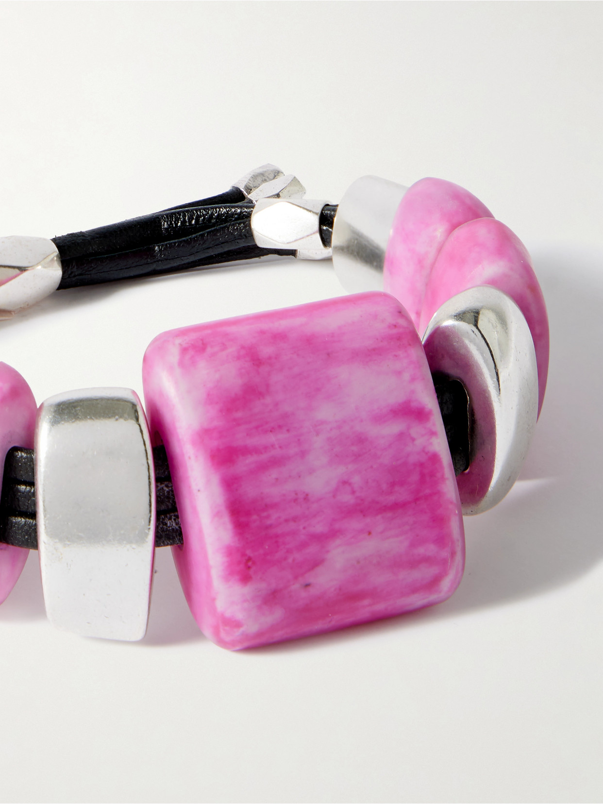 Isabel Marant Paradise Silver-tone, Resin And Leather Bracelet