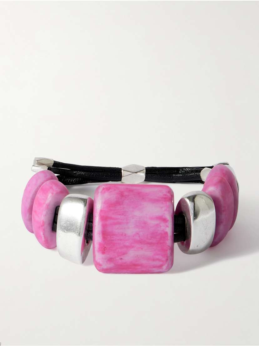 Isabel Marant Paradise Silver-tone, Resin And Leather Bracelet