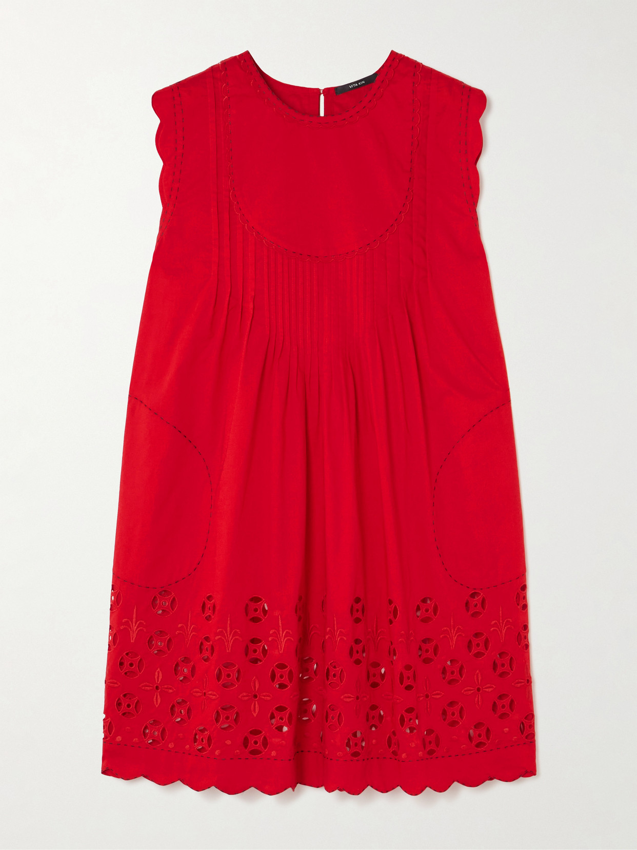 Vita Kin Brooklyn Scalloped Broderie Anglaise Cotton-batiste Mini Dress In Red