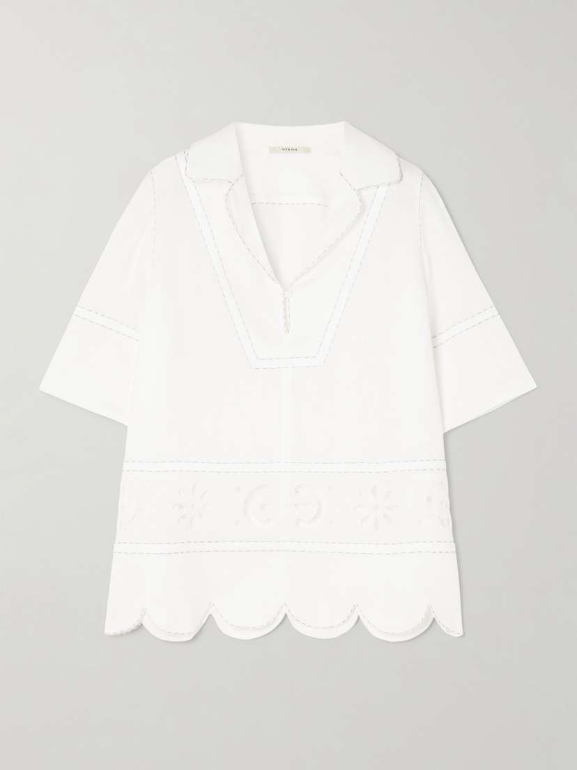 Vita Kin Emma Broderie Anglaise Linen Blouse