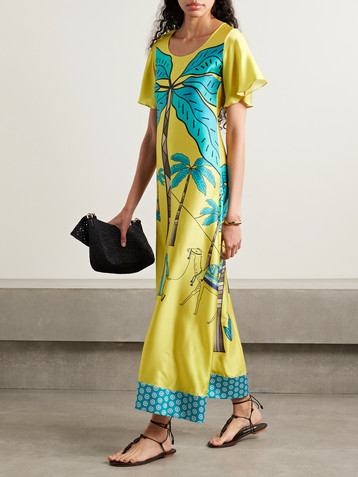CRISTIANO MARCHELI Brigitte open-back printed silk-satin maxi dress