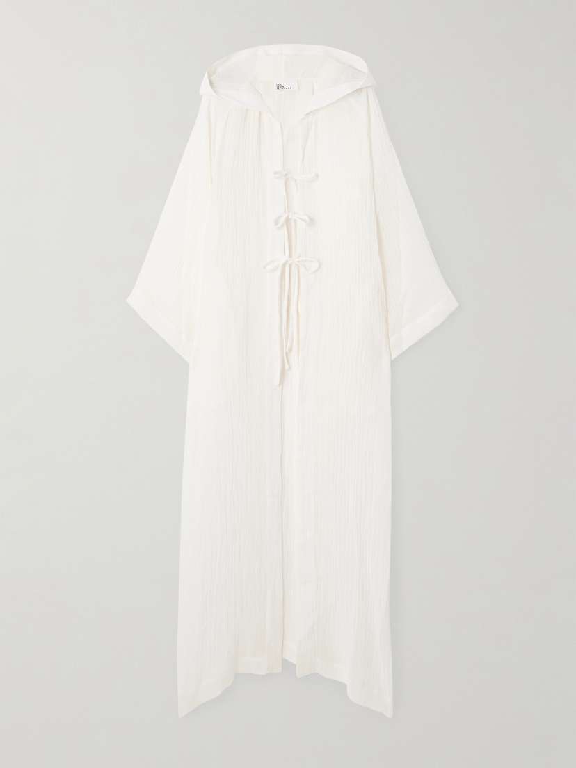 Lisa Marie Fernandez Hooded Crinkled Linen-blend Gauze Kaftan
