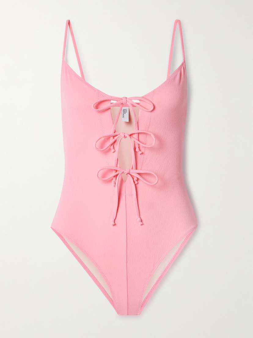 Lisa Marie Fernandez Tie-detailed Crepe Swimsuit