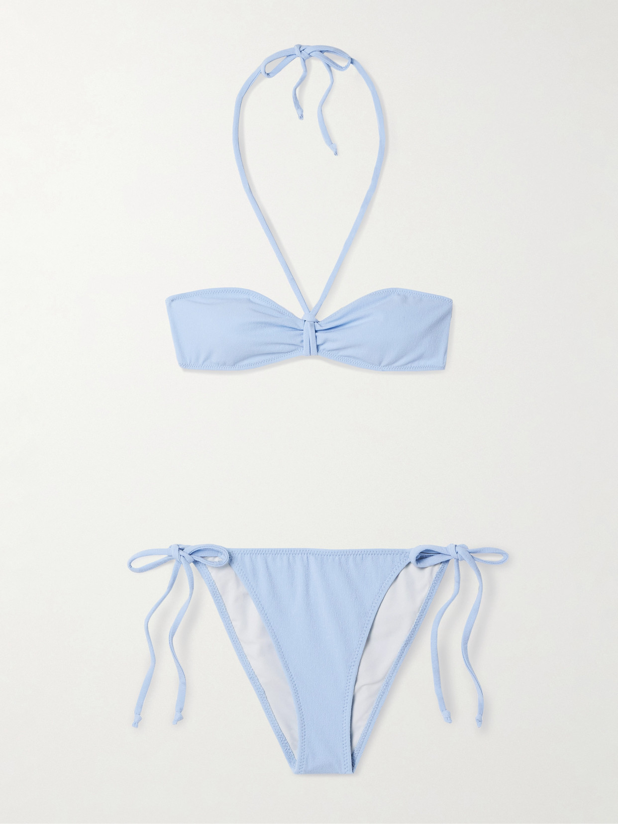 Lisa Marie Fernandez Gathered Crepe Halterneck Bikini In Blue