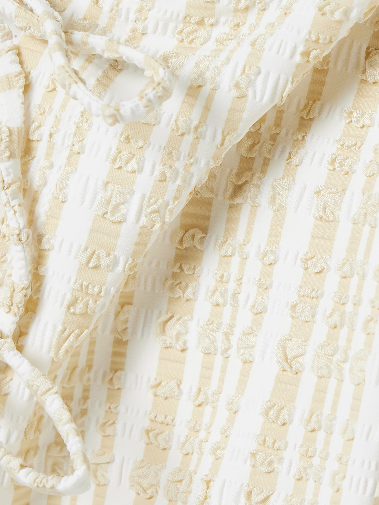 Shop Lisa Marie Fernandez Tie-front Striped Seersucker Swimsuit In Cream