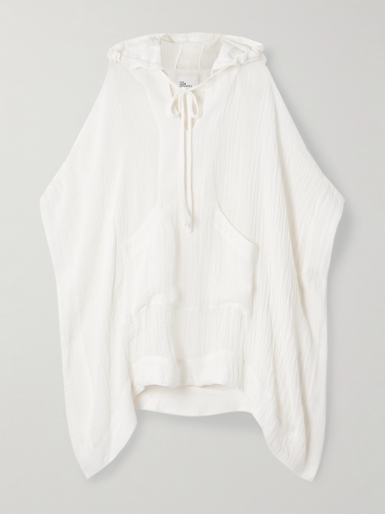 Lisa Marie Fernandez Hooded Crinkled Linen-blend Gauze Poncho