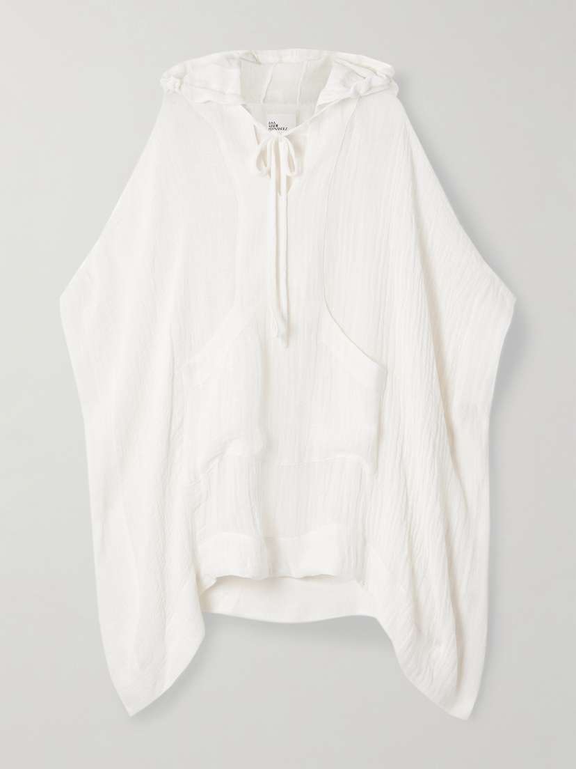 Lisa Marie Fernandez Hooded Crinkled Linen-blend Gauze Poncho