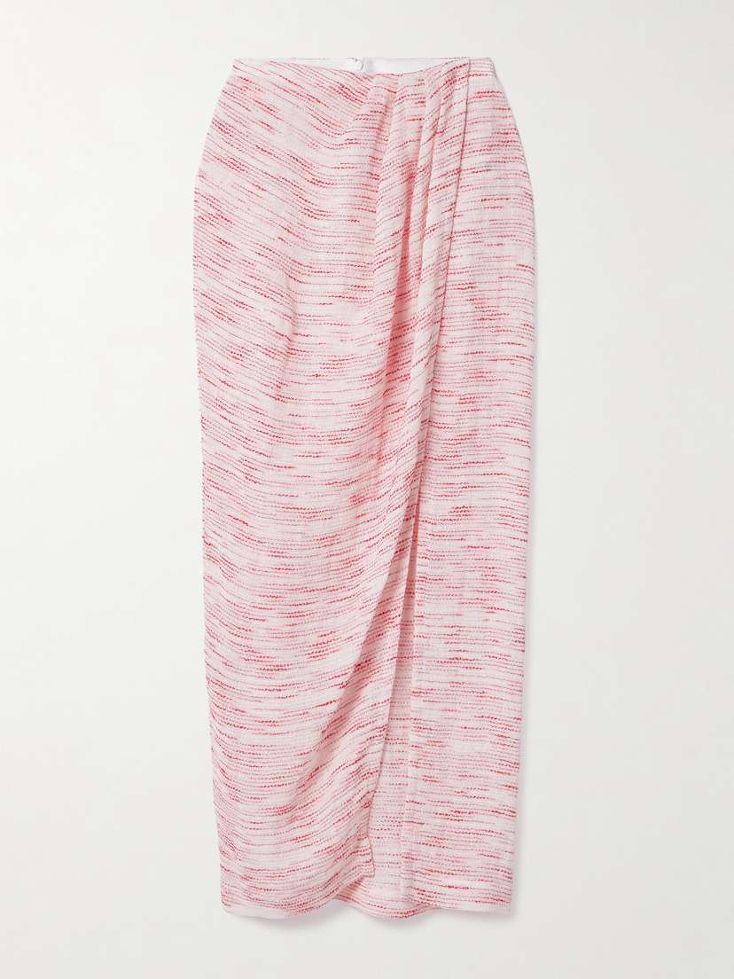 Lisa Marie Fernandez Pleated Striped Linen-blend Gauze Pareo