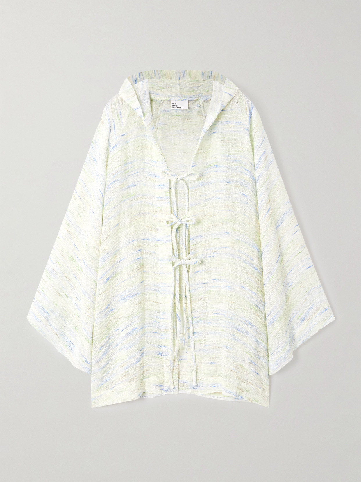 Lisa Marie Fernandez Hooded Striped Linen-blend Gauze Poncho