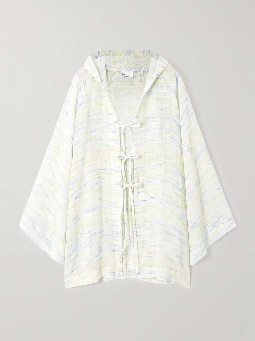 Lisa Marie Fernandez Hooded Striped Linen-blend Gauze Poncho