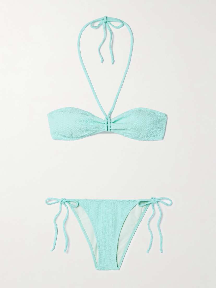 Lisa Marie Fernandez Gathered Seersucker Halterneck Bikini