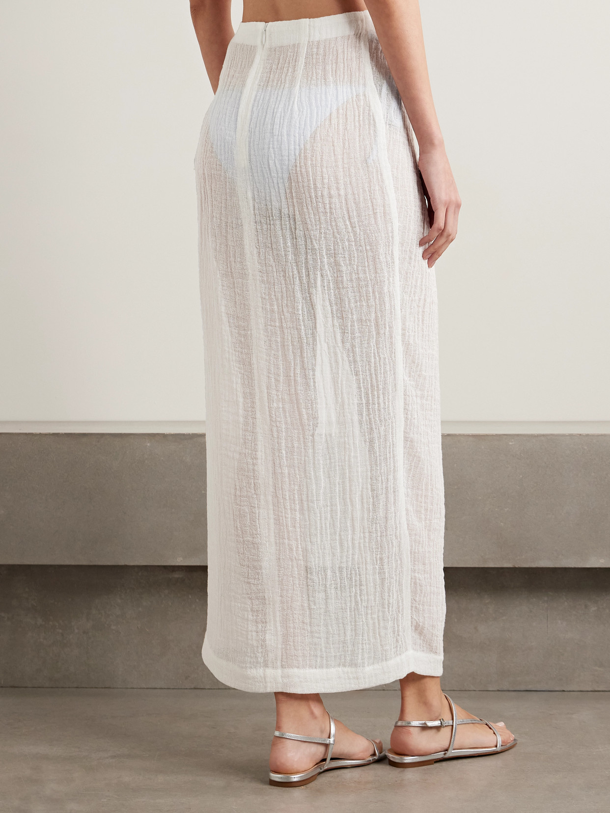 Lisa Marie Fernandez Pleated Crinkled Linen-blend Gauze Pareo