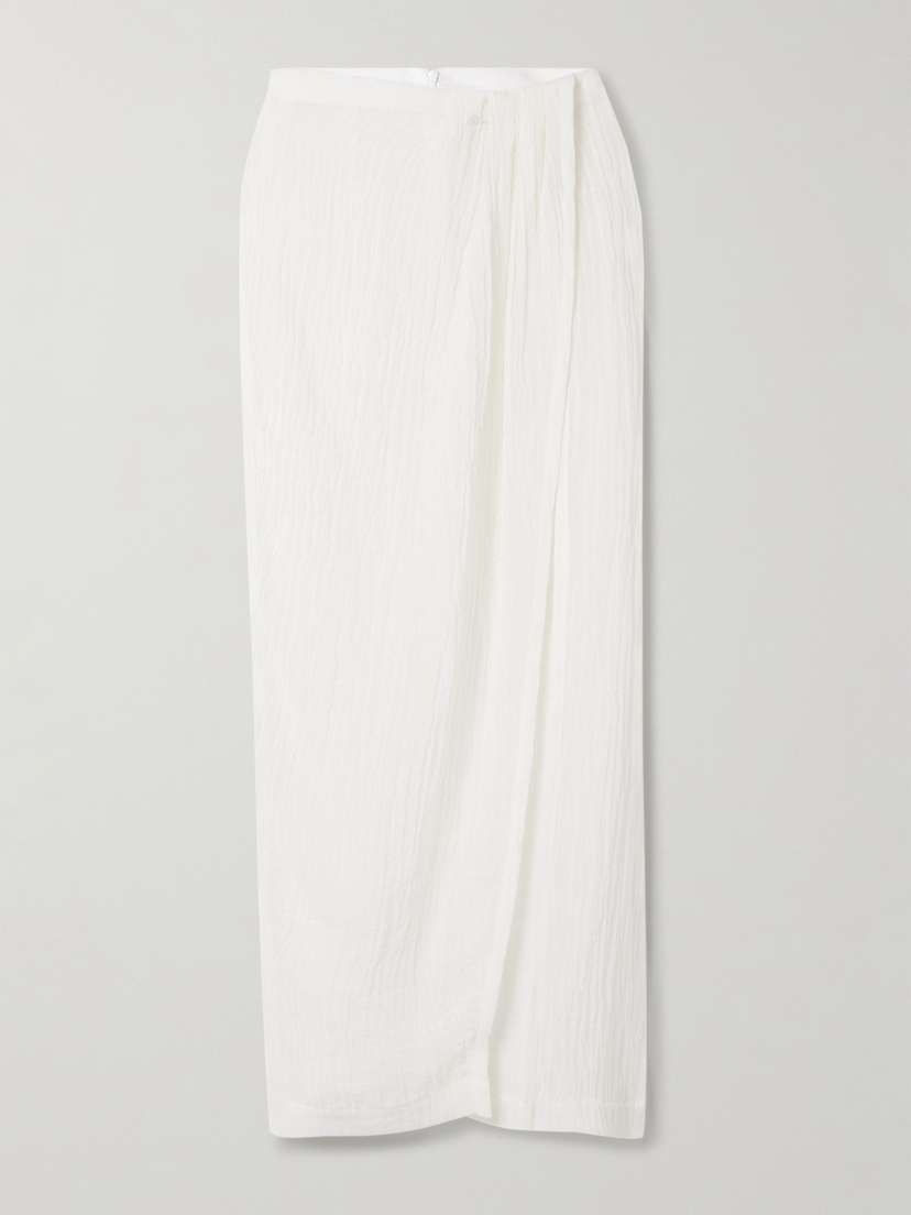 Lisa Marie Fernandez Pleated Crinkled Linen-blend Gauze Pareo
