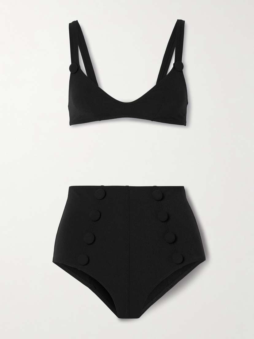 Lisa Marie Fernandez Magdalena Button-embellished Crepe Bikini
