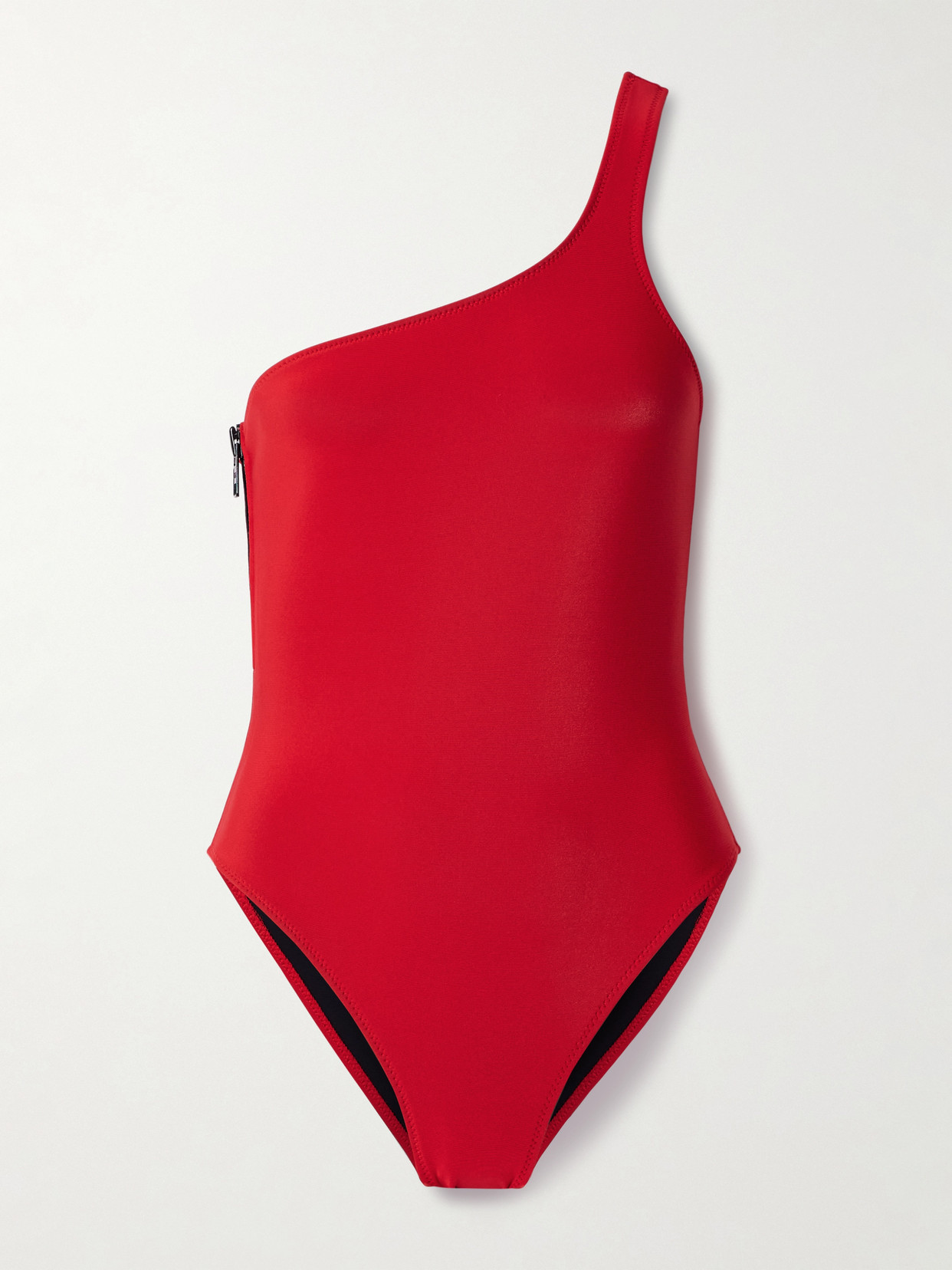 Lisa Marie Fernandez Arden One-shoulder Neoprene Swimsuit In Red