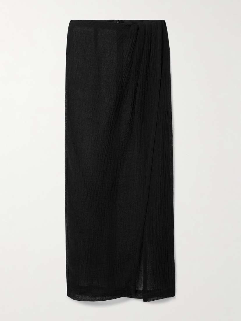 Lisa Marie Fernandez Pleated Crinkled Linen-blend Gauze Pareo