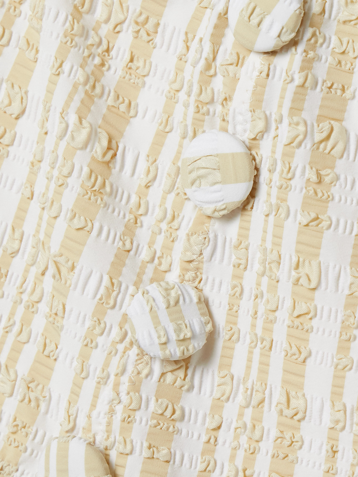 Lisa Marie Fernandez Button-embellished Striped Seersucker Bikini In Neutrals