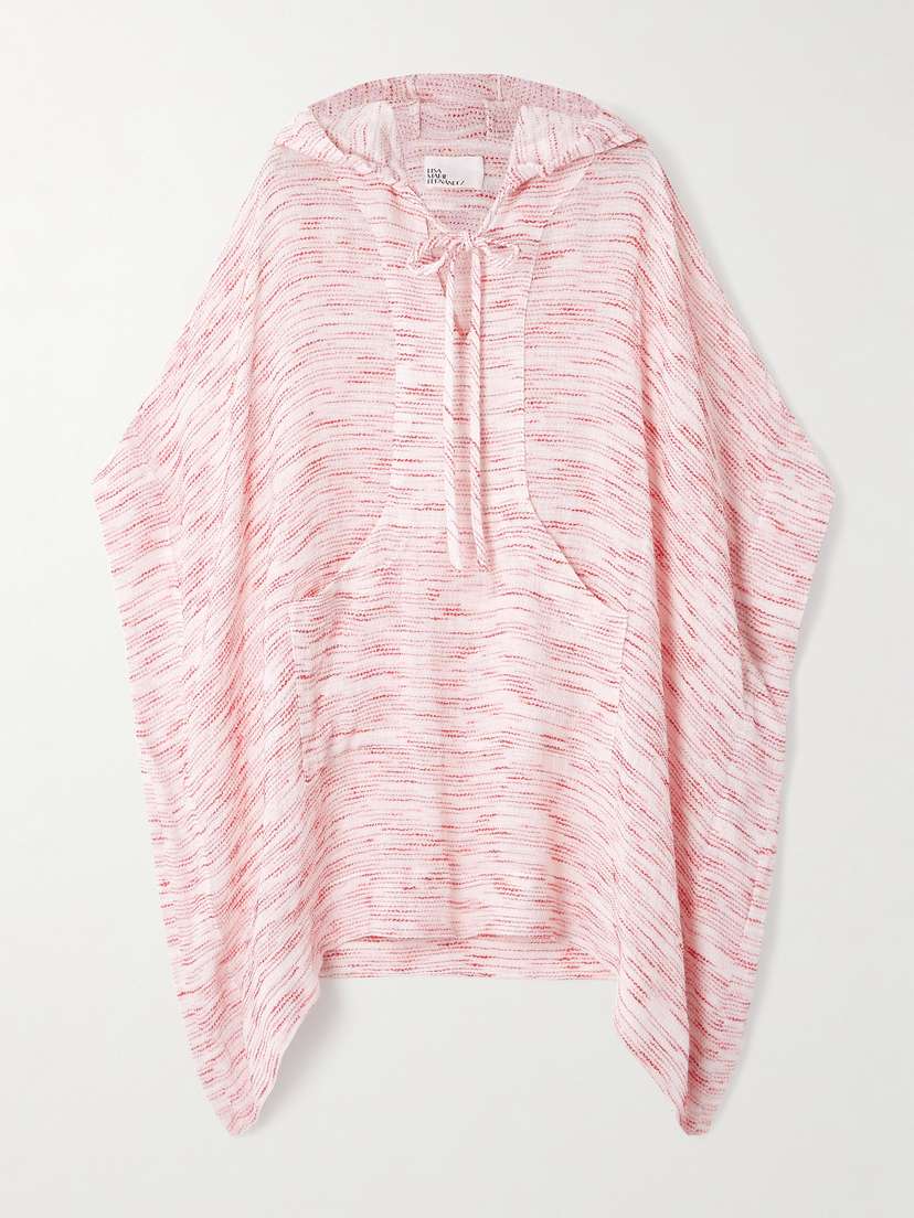 Lisa Marie Fernandez Hooded Striped Linen-blend Gauze Poncho
