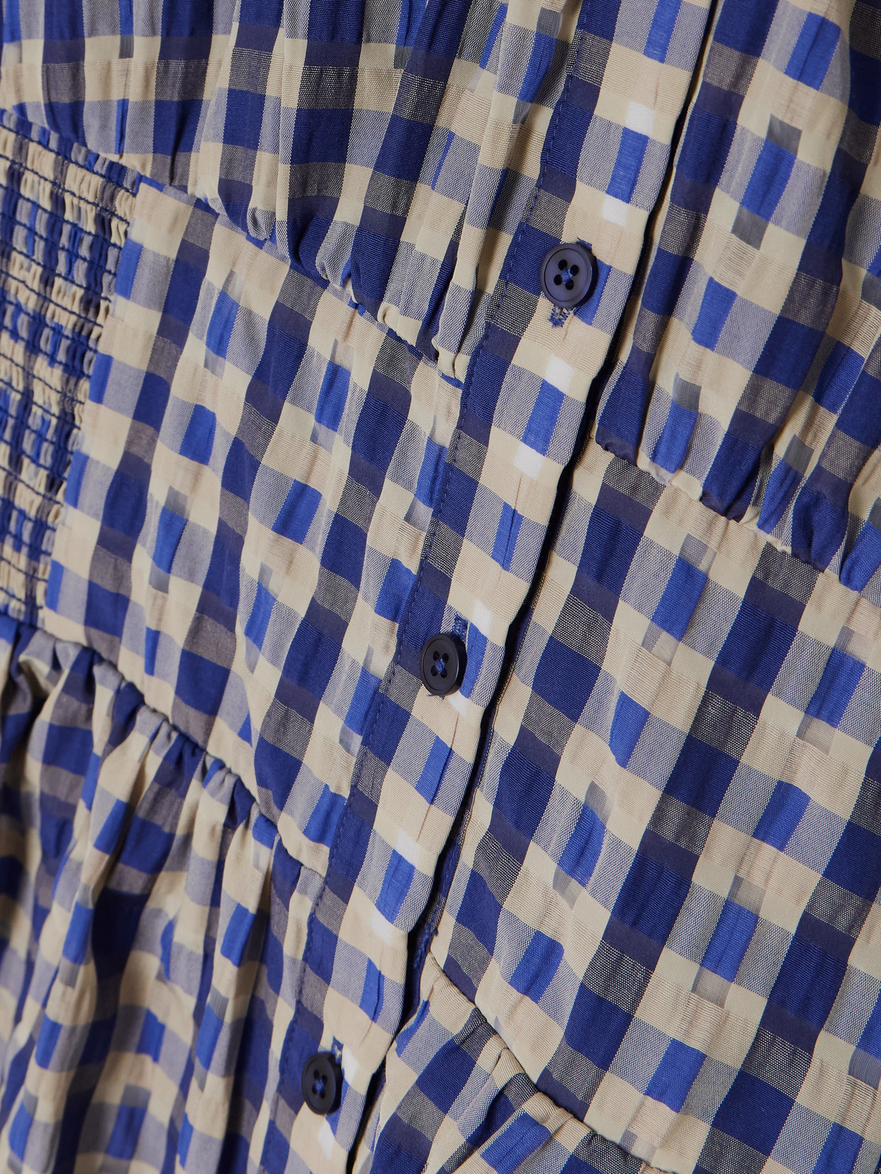 Rosie Assoulin Boogie Woogie Bugle Boy Checked Seersucker Maxi Shirt Dress