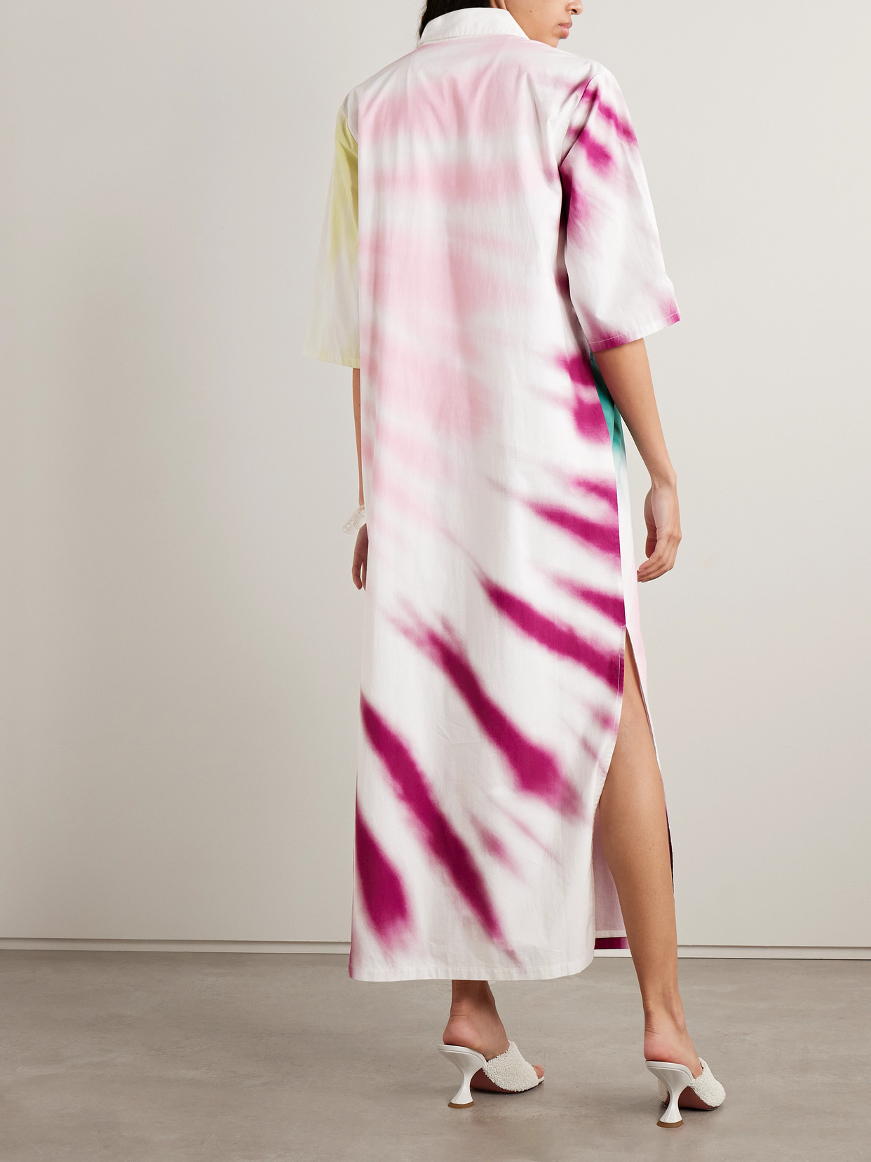 Rosie Assoulin Oversized Tie-dyed Cotton-poplin Maxi Shirt Dress In White