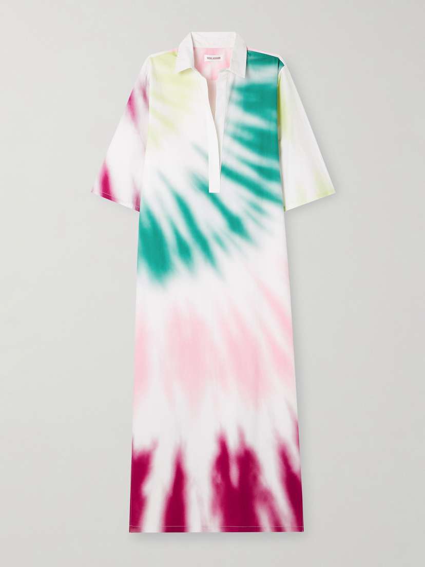Rosie Assoulin Oversized Tie-dyed Cotton-poplin Maxi Shirt Dress