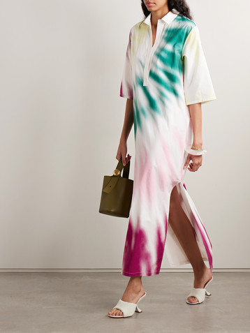 Rosie Assoulin Oversized tie-dyed cotton-poplin maxi shirt dress