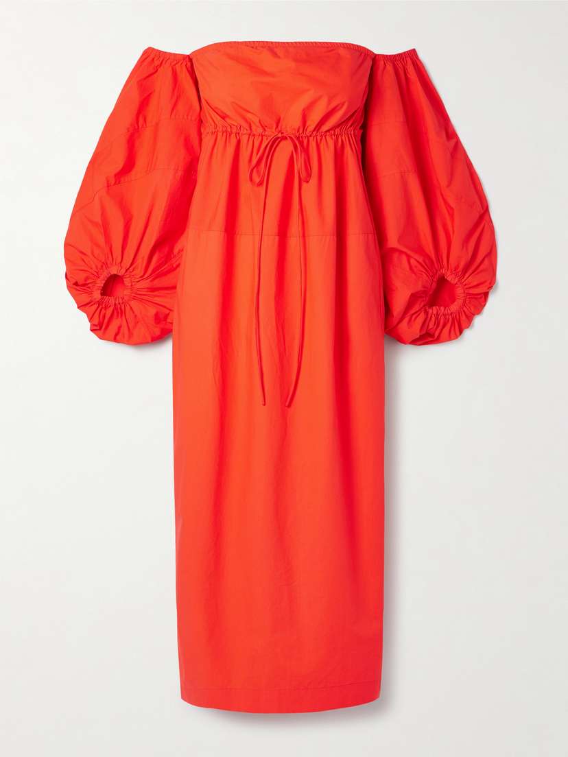 Rosie Assoulin Off-the-shoulder Cotton-poplin Midi Dress