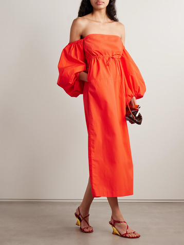 Rosie Assoulin Off-the-shoulder cotton-poplin midi dress