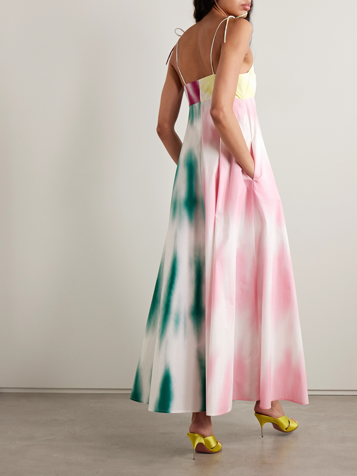Rosie Assoulin High Garden Tie-dyed Cotton-poplin Maxi Dress In Multi