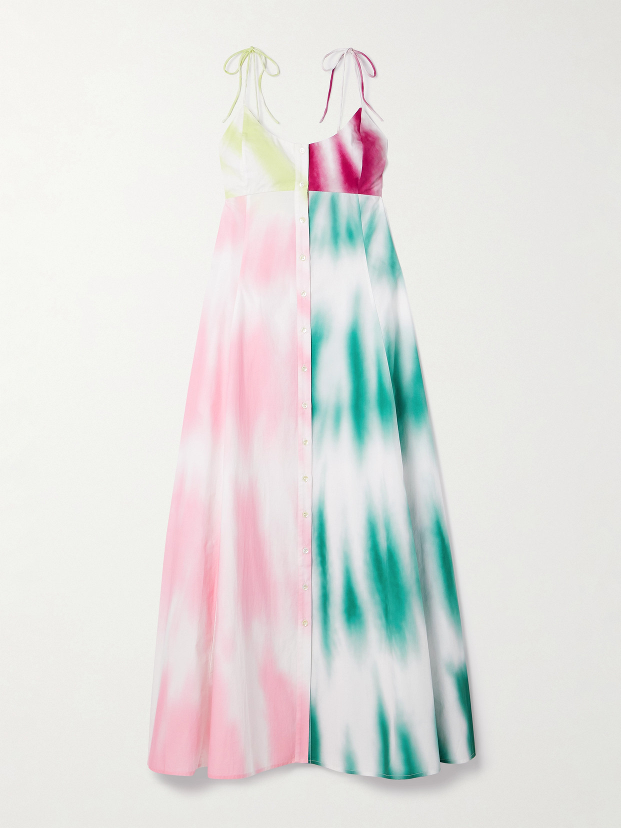 Rosie Assoulin High Garden Tie-dyed Cotton-poplin Maxi Dress In Multi