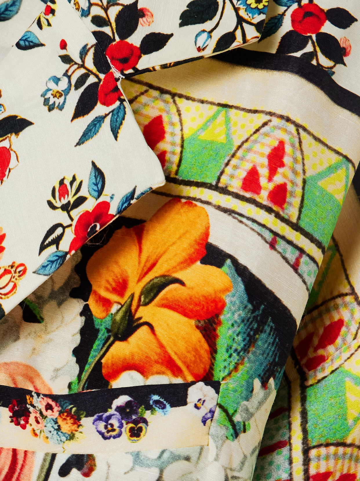 Camilla Double-breasted Belted Printed Linen And Silk-blend Jacket In Multi